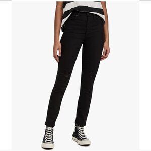 AG Adriano Goldschmied Alexxis jeans slim straight black denim distressed new 30